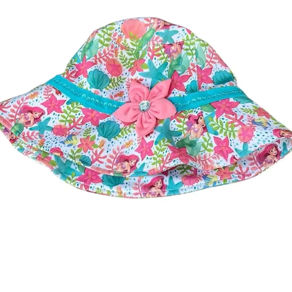 Disney The Little Mermaid Ariel floral bucket hat size YOUTH M/L 7-10